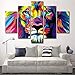 H.COZY 5 Piece Original Animal Oil painting pictures Art print on the canvas, wall decor, Home wall art picture,color, Lion king (No Frame) Unframed FCR15 50 inch x30 inch