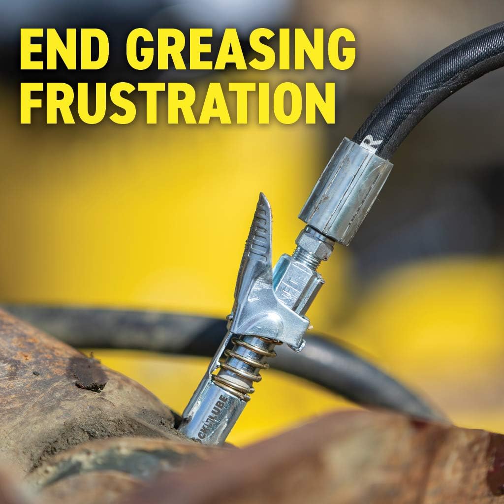 LockNLube Grease Gun Coupler locks onto Zerk fittings. Grease goes in, not on the machine. World's best-selling original locking grease coupler. Rated 10,000 PSI. Long-lasting rebuildable tool.: Home Improvement