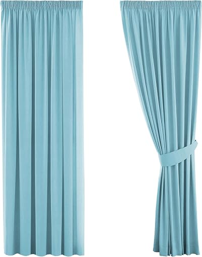 H.Versailtex Solid Thermal Blackout Curtains 66x72 Canal Blue (2 Panels)