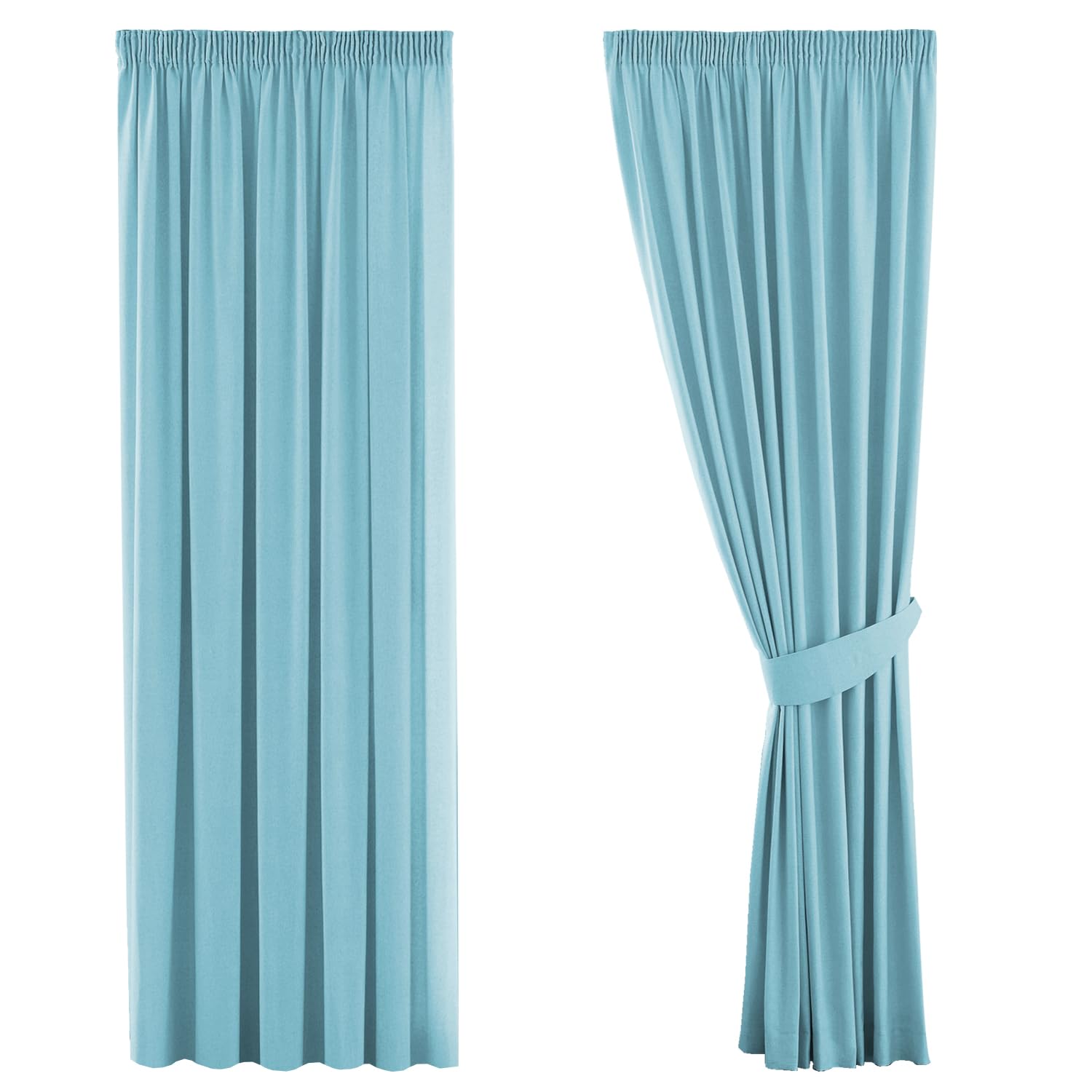H.Versailtex Solid Thermal Insulated Blackout Curtains for Bedroom/Kitchen/Living Room, Multiple Size and Colour (2 x W66'' x D72'', Canal Blue)