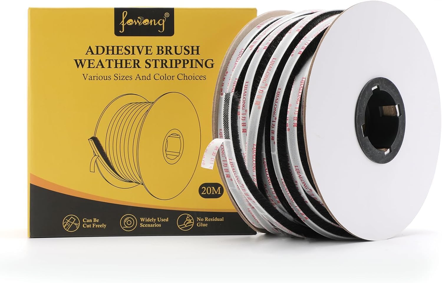 fowong Draught Excluder for Windows, 20m(L) x 9 mm(W) x 9mm(T) Draft Excluder for Doors Weather Stripping Draft Blockers and Save Energy - Black — image 1