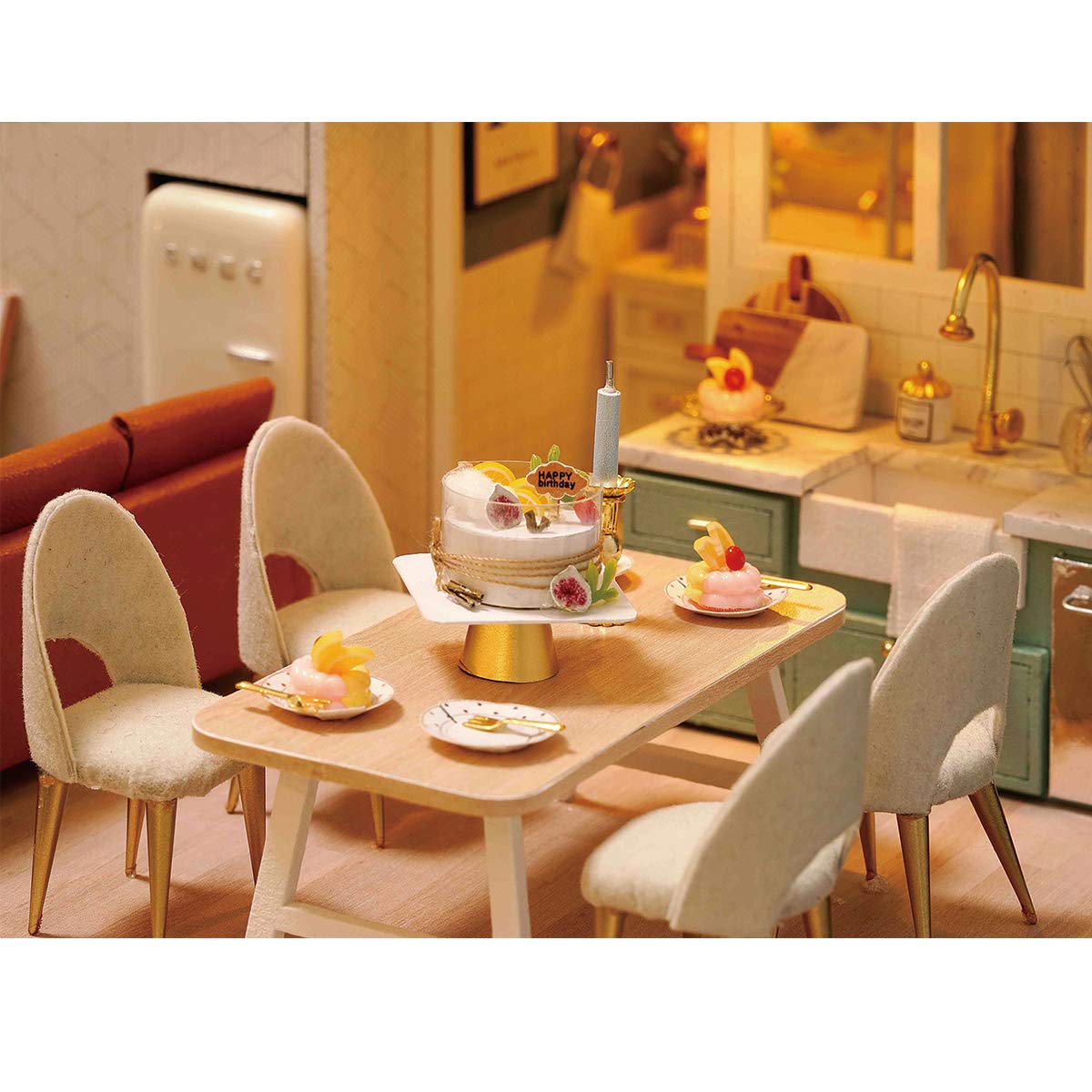GuDoQi DIY Miniature Dollhouse Kit, Tiny House kit with Furniture and Music, Miniature House Kit 1:24 Scale, Great Crafts Gift for Birthday Easter Day, Comfortable Life