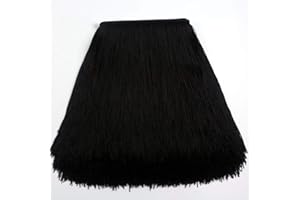 HEARTWISH Fringe Trim Lace Polyerter Fibre Tassel 12inch″ Wide 10 Yards Long for Clothes Accessories and Latin Wedding Dress and DIY Lamp Shade Decoration Black