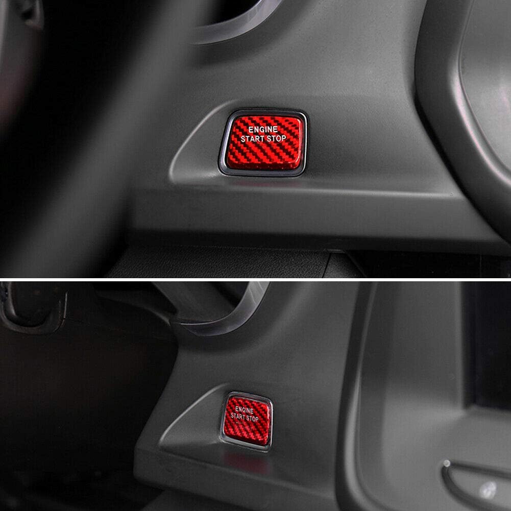 Queentres Car Start Engine Button Cover Carbon Fiber Keyless Engine