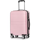 KYME Carry On Luggage 22x14x9 Airline Approved,Hardshell Carry On Suitcase with Tsa Lock,Small Suitcases with Wheels,Travel Luggage for Men Women,Expandable Carry-On 20 Inch,Pink