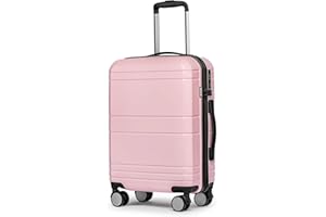 KYME Pink Carry On Luggage 22x14x9 Airline Approved Hardshell Carry on Suitcase with Spinner Wheels 20 Inch Suitcase with TSA Lock Lightweight Small Travel Rolling Luggage for Women Men