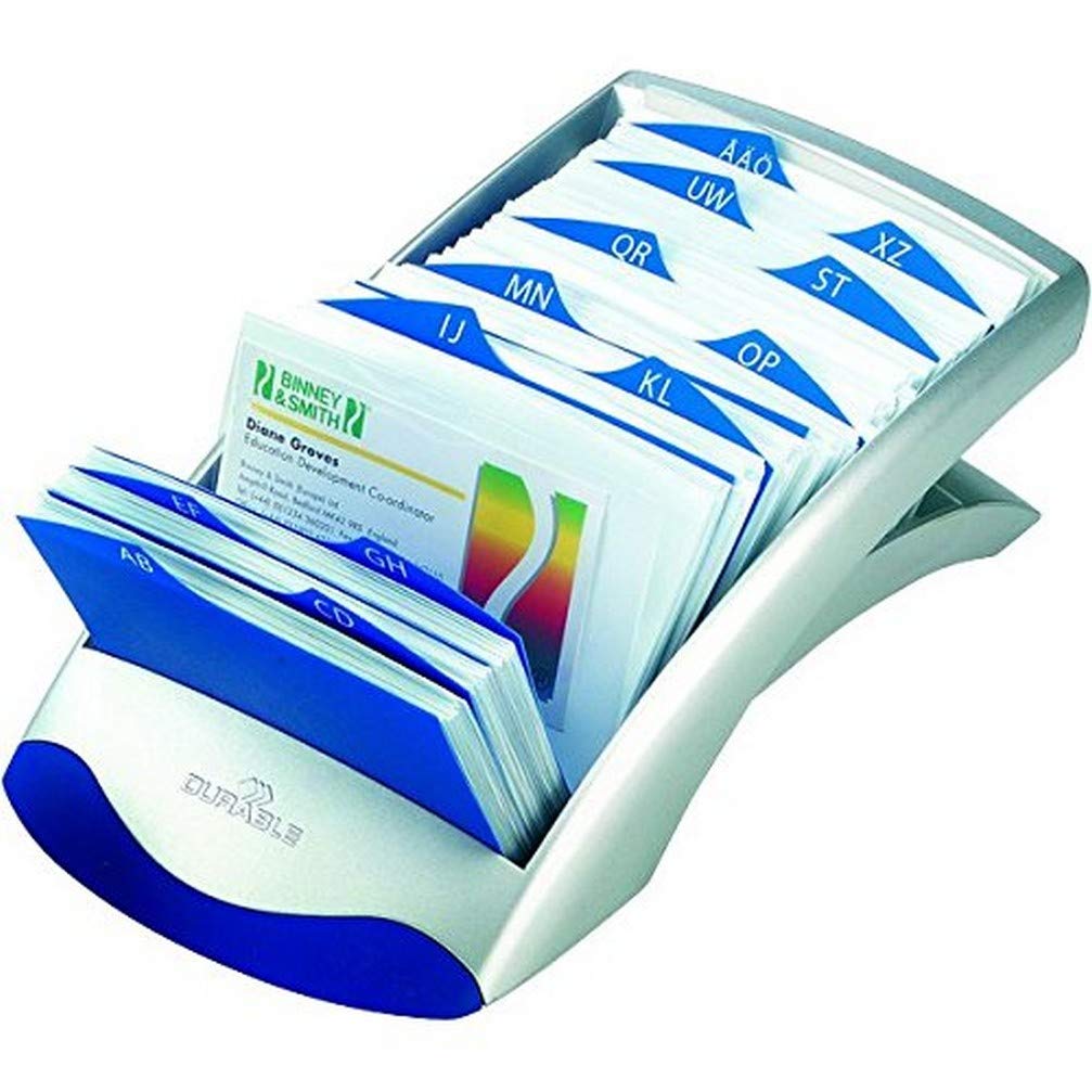 Durable Visifix Desk Business Card File Indexed Capacity 200 Silver Ref 2413/23 — image 1