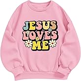 Zoemghc Girl's Christian Graphic Sweatshirt Jesus Hoodies for Kids Faith Cute Shirts Religious Bible Verse Pullover Tops
