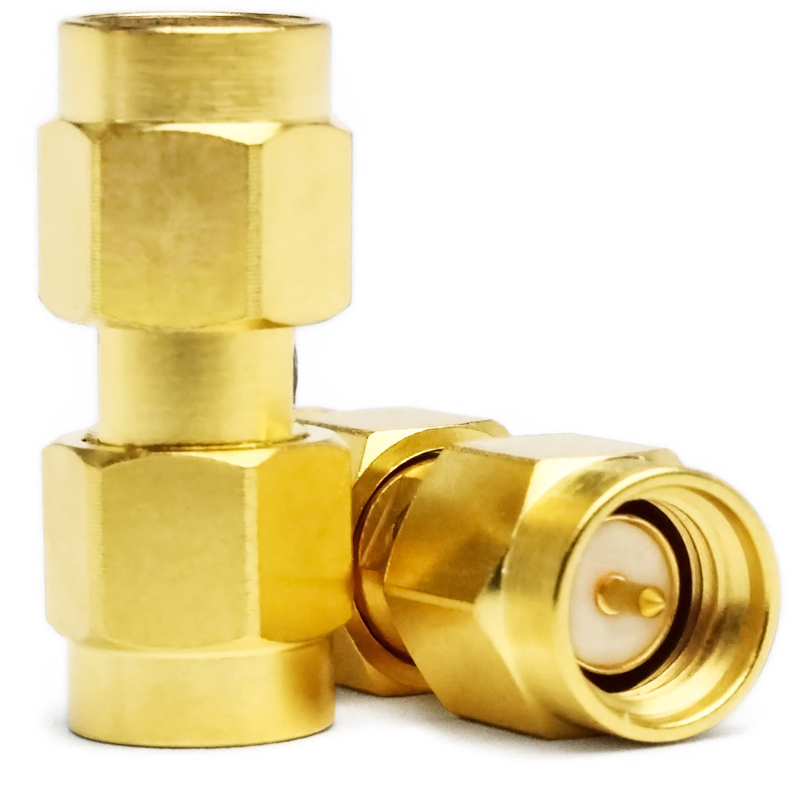 TOJOIN SMA Male to Male Adapter RF Coaxial Connector DC-12GHz 50ohm, RF SMA Male Coupler Coaxial Adapter for RF Cable Coupler Antenna WiFi Router Radio Drones 2PCS (SMA-JJ)
