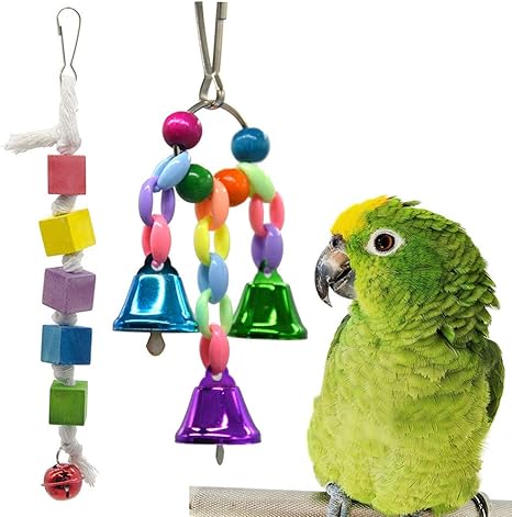 Amazon Co Jp オウムのおもちゃの鳥のおもちゃ カラフルな ビーズベル文字列 ペットのおもちゃをキャッチするためにオウムの足は 木材のstringウッドおもちゃ カラースターベルのおもちゃをかみます 2 Home Kitchen