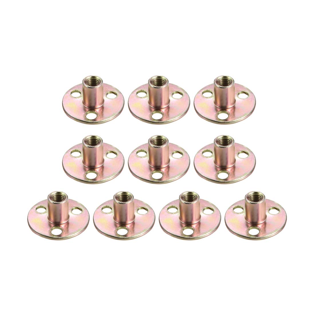 sourcing map M8x37x2.5mm Brad Hole Tee Nut Carbon Steel T-Nuts Furniture Hardware Flange Insert Female Thread 10pcs
