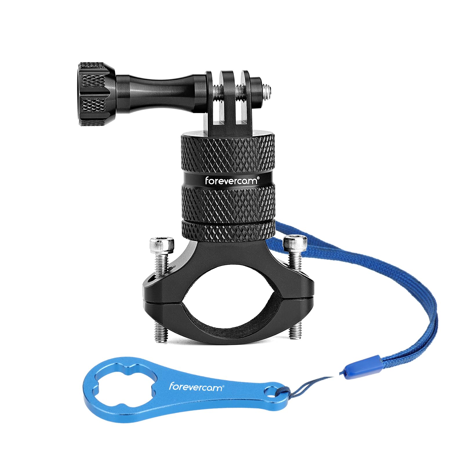 Forevercam Bicycle Handlebar Aluminium Mount Alloy Mountain Bike Holder 360 Degree Rotation Rack Cradle Compatible for GoPro DIJ Insta 360 Action Camera