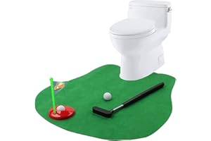 GOODLYSPORTS Toilet Golf Game- Practice Mini Golf in Any Restroom/Bathroom - Great Toilet Time, Funny White Elephant Gag Gifts for Golfer, Useful White Elephant Gift Ideas, Golf Gifts for Men.
