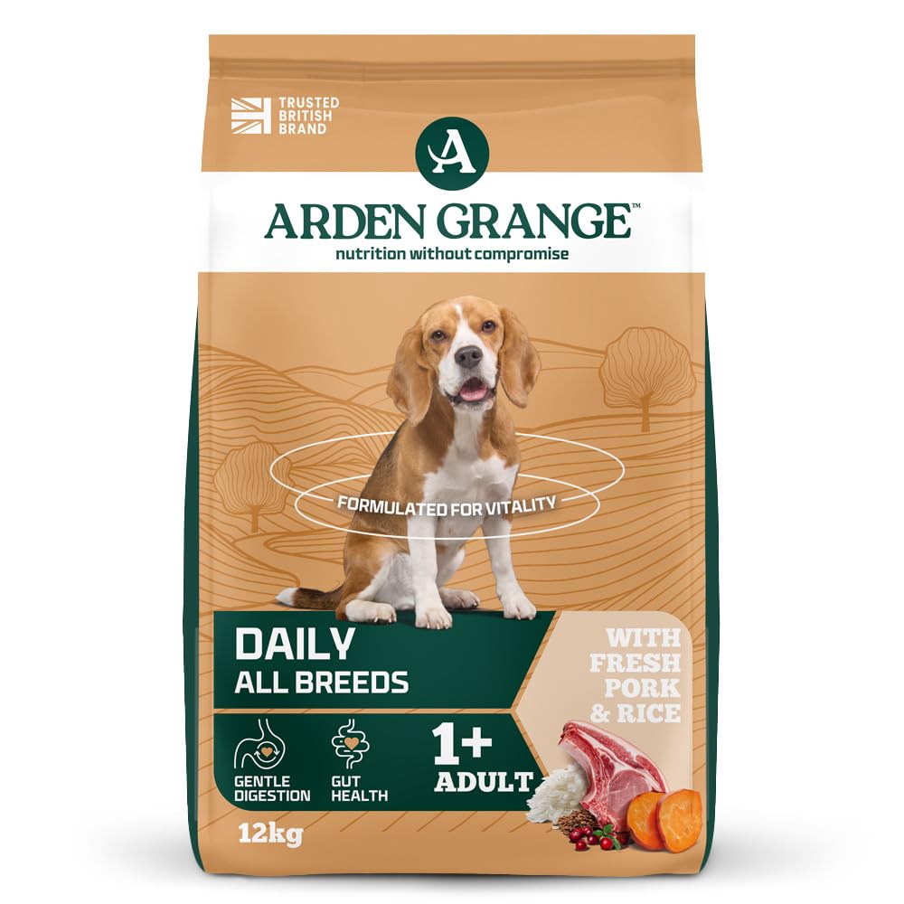 Arden Grange Adult Dry Dog Food Rich in Pork and Rice, 12 kg