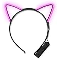 Amazon.com: FlashingBlinkyLights Pink Light Up Cat Ears EL Wire Kitty ...