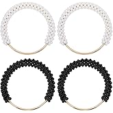 FREEBLOSS 4pcs Pearl Decor Purse Handles Imitation Pearl Beaded Handbag Handle 2 Colors Round Shape Metal Bag Handles Replacement for Crochet Bags Purses Supplies