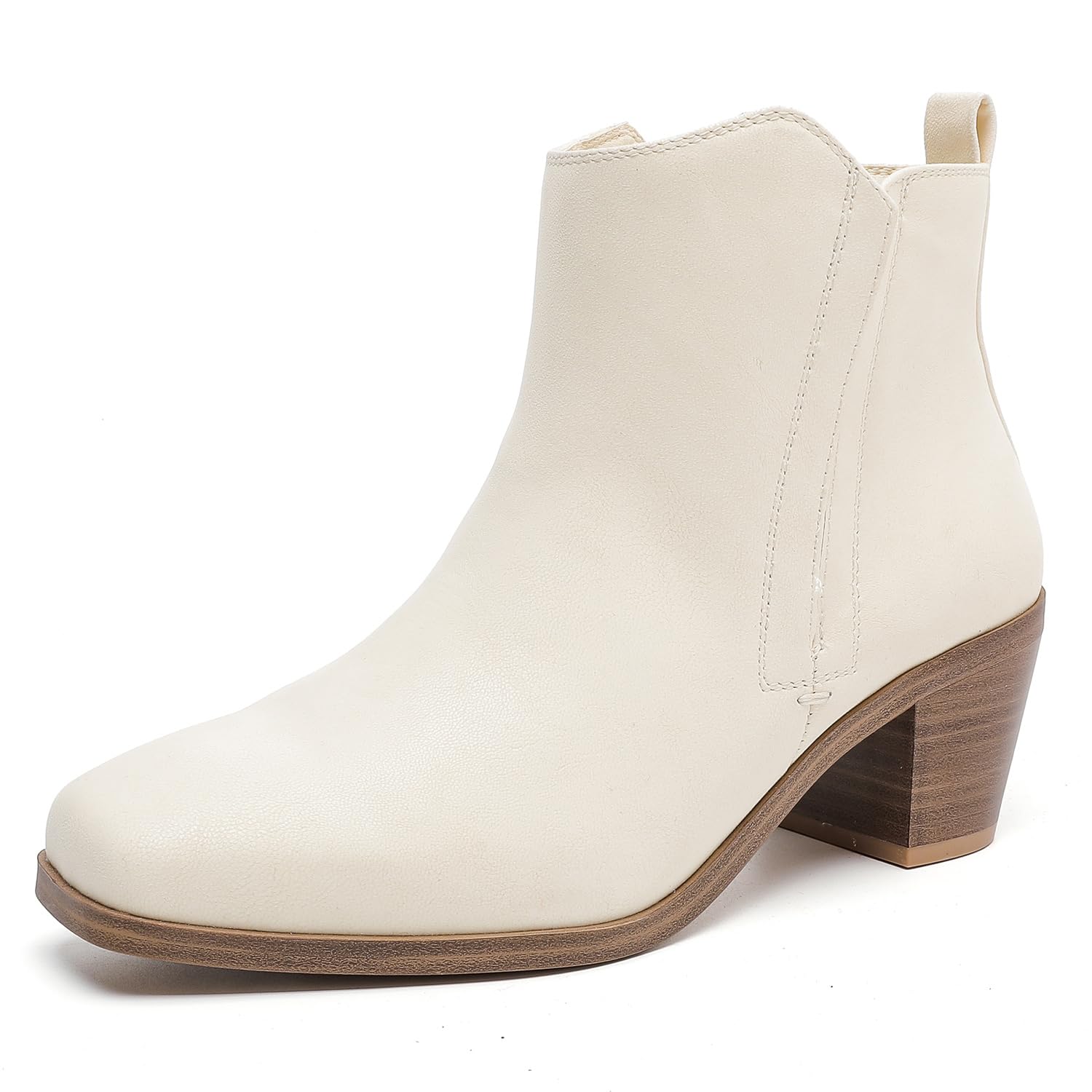 Photo 1 of Luoika Women's Wide Width Ankle Boots, Extra Wide Low Heel Side Zipper Booties.?220723?Beige,
size: 9W