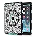iPad Air Case, iPad A1474/A1475/A1476 Case, Hocase Shock Absorbent Hybrid Dual Layer Hard Silicone Rubber Protective Case with Cute Floral Print for iPad Air 1st Generation (2013) - Black/Mint Green