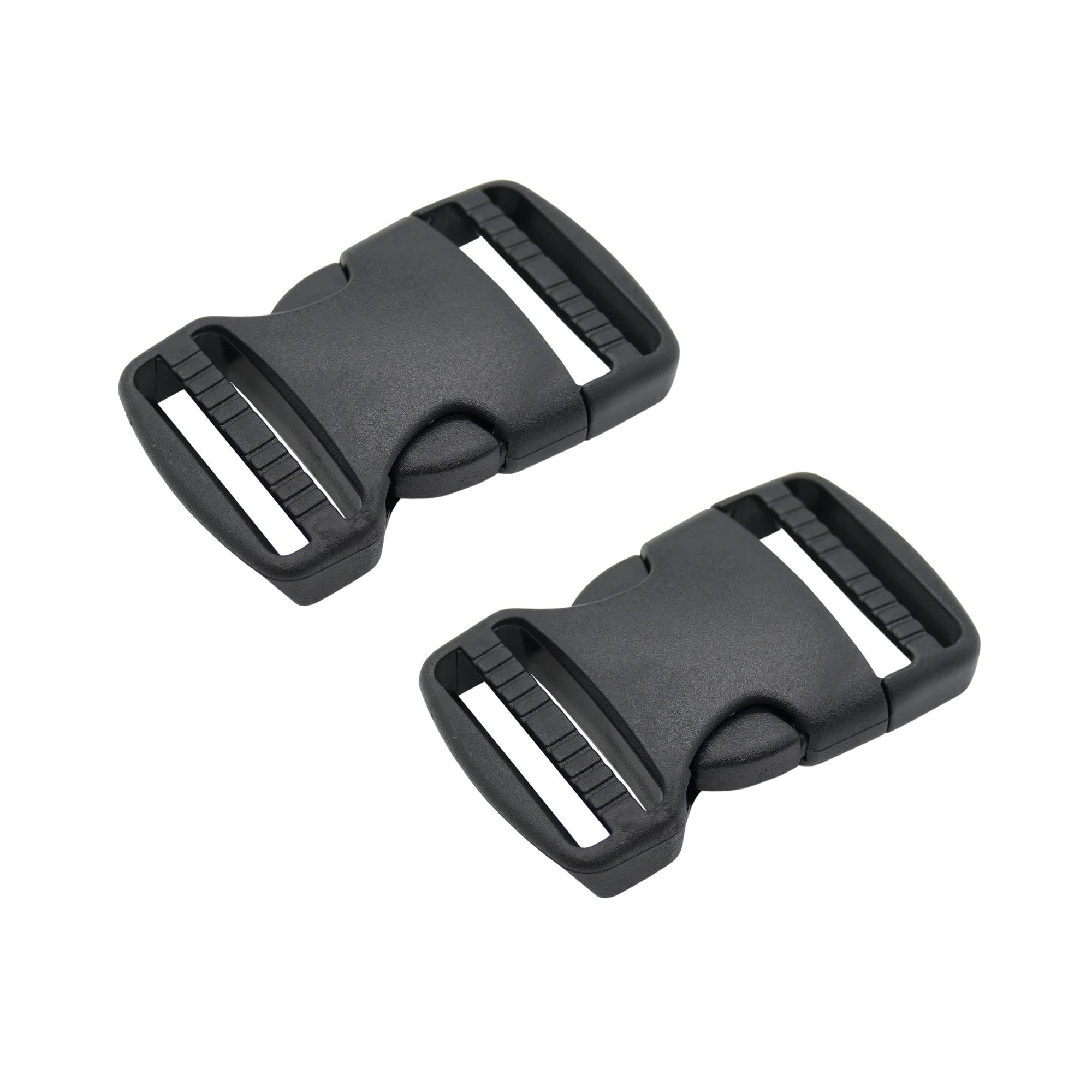 The Bead Shop Plastic Side Release Buckle Clip for Luggage, Rucksack/Back Pack, Webbing Strap (38mm - 2 pack, Black) — image 1
