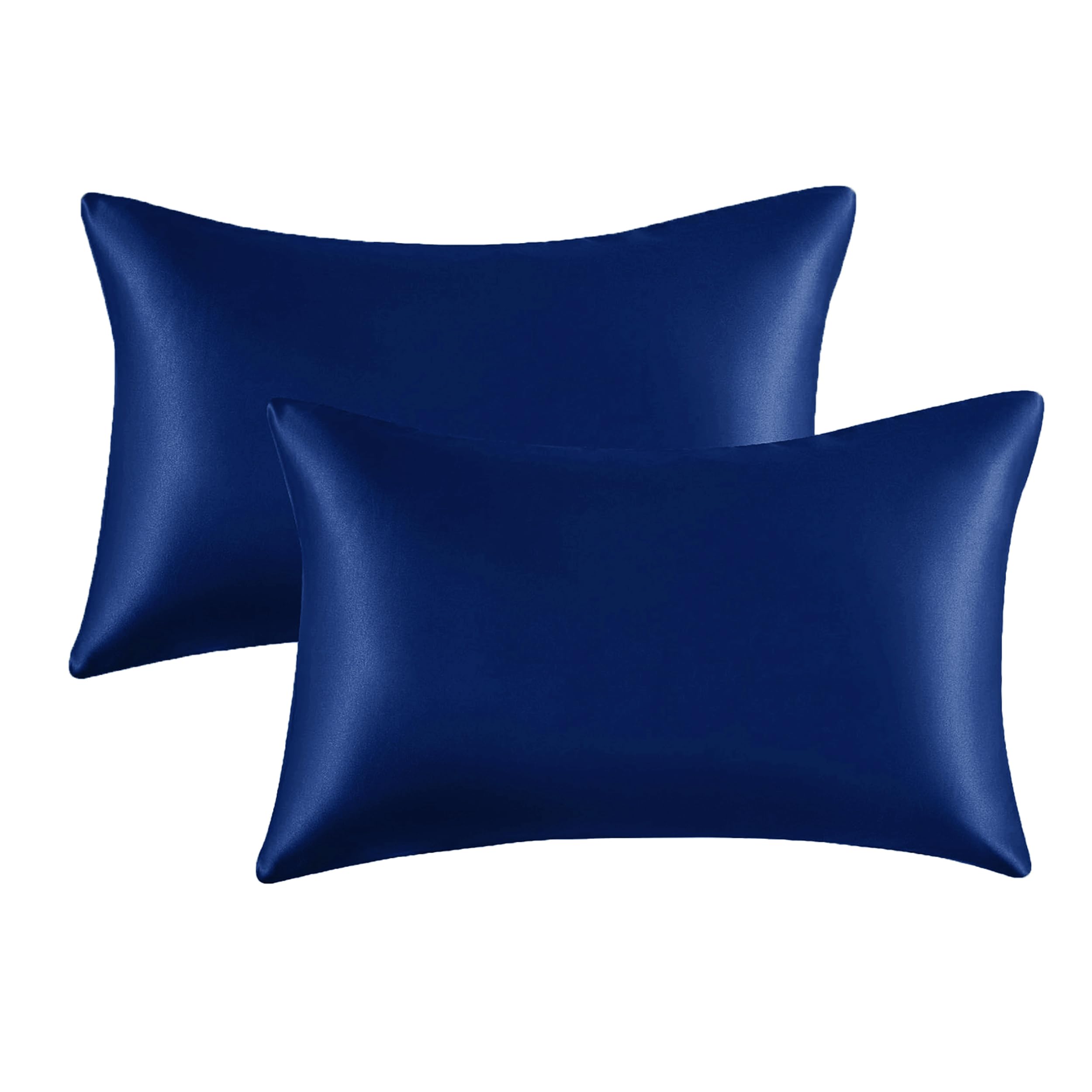 My home store Satin Pillowcase for Hair and Skin Health - Navy Blue Silk Pillow Cases 2 Pack Standard Size 50 x 75cm