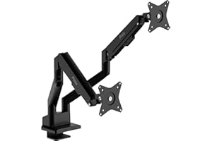 Pixio PS1D Wave Black Dual Monitor Arm Stand Desk Mount - Fits up to 32 inches Monitors and up to 19.8lbs. VESA Compatibility