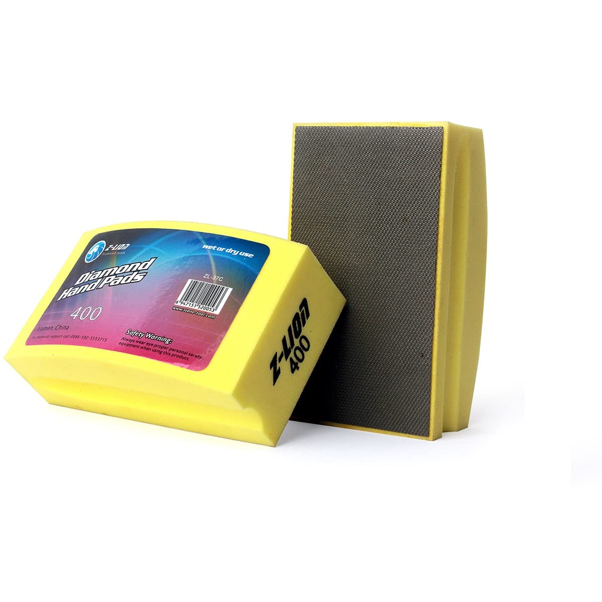 Boxonly Electroplated Diamond Sanding Blocks 400 Grits Arc Shape Back Polishing Grinding Hand Pads Block for Granite Marble Glass Stone