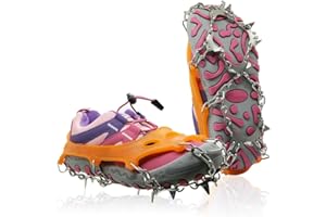GIGGLEWAY Ice Cleats for Kids, Kids Crampons for Hiking Boots & Shoes, Stainless Steel Anti-Slip Kids Snow Cleats, Ice Snow Grips for Toddlers, Kids and Youth Fishing, Walking, Hiking & Climbing