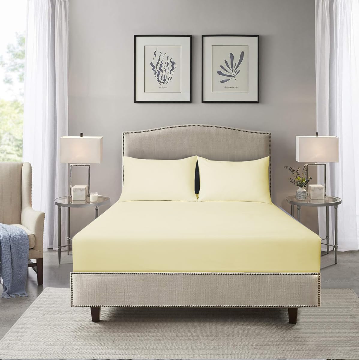 HADI LONDON Microfibre Fitted Sheet Single Double King and Super King - 16 inch (40 cm) Extra Deep Pocket Soft Plain Dyed Brushed Shrinkage and Fade Resistant Bed Sheet (Cream, Super King)