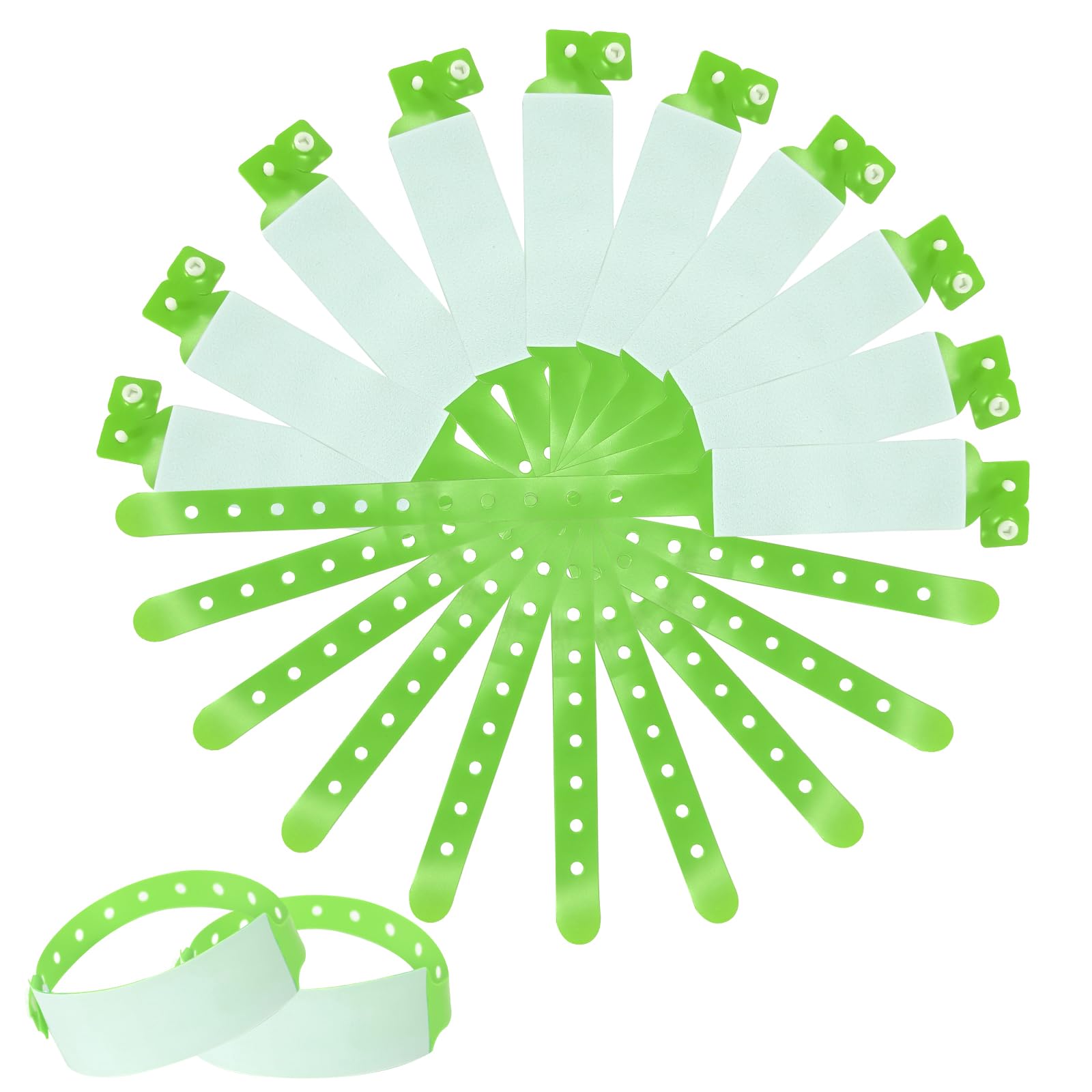 SwirlColor Id Wrist Band Adults, 100 Pack Disposable Event Wristbands PVC Teens Safety ID Bracelet - Adults, Green