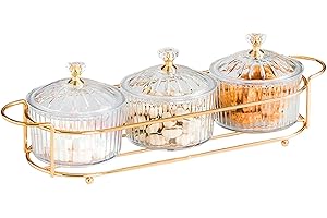 Snack Serving Bowls | Dried Fruit Tray with Lid,Serving Dishes Compote Container for Nut, Candy, Dry Fruits, Thick Bracket De