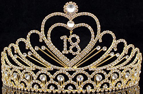 Janefashions Eighteen Years Old 18 Birthday Party Rhinestone Tiara Crown Hair Combs T2305