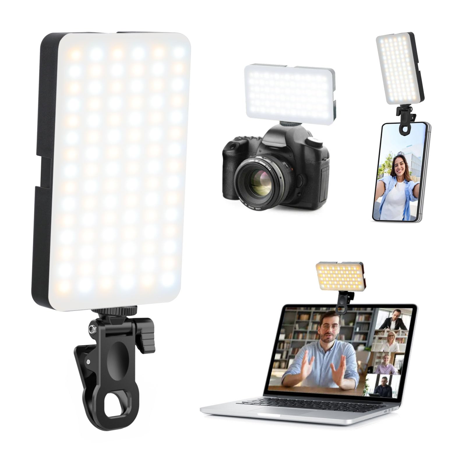 Photo 1 of Portable Selfie Light for iPhone: 90 LED Rechargeable Phone Fill Lights, Ring Light for Camera Picture, Makeup Photo, Video Conferences, Laptop Use, Zoom Meetings, TikTok, Vlog Photography