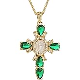 HZMAN Gold Cross Necklace for Women 18K Gold Plated Necklace Dainty Virgin Mary Cubic Zirconia Necklace Pendant Jewelry Gift