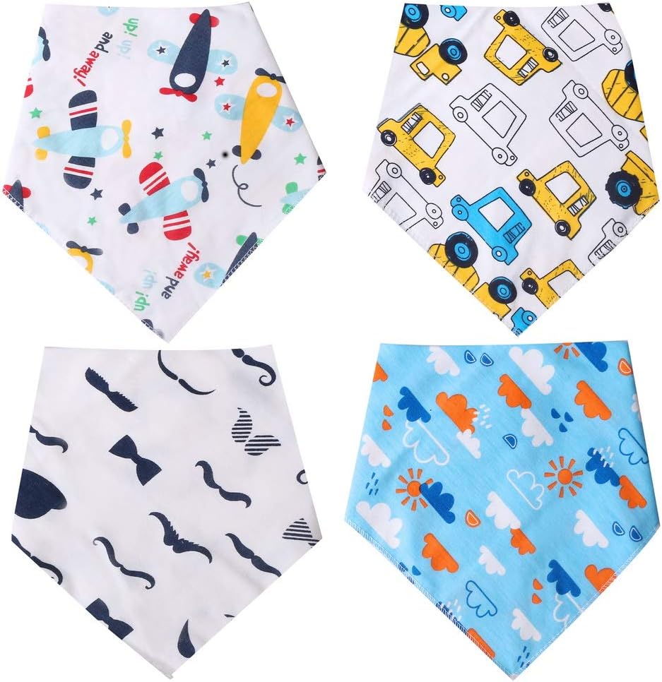 ZHIYE Toddler Infant Baby Bib 100% Cotton Absorbent Bandana Dribble Bib with Adjustable Snaps Saliva Towel Burp Cloth 10 Pcs Unisex