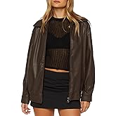 ZEXIGLAD Womens Oversized Leather Jackets Faux Leather Motorcycle Bomber Coats 2025 Fall Winter Outfits Clothes with Pocket