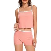 Moreone Womens Striped Cami Tank Top Pajama Sets Shorts 2 Pieces Lingerie Sleepwear Camisole Matching Pj Set