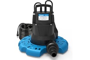 Acquaer 1/4 HP Automatic Swimming Pool Cover Pump, 2250 GPH Submersible Sump Pump with 3/4” Check Valve Adapter & 25ft Power Cord, Water Removal for Pool, Hot Tubs, Rooftops, Water Beds and more