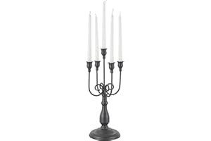 Deco 79 Metal Decorative Candelabra Antique Style Candlestick Holder, Candlestand 6" x 6" x 17", Black