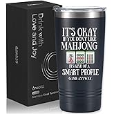 Onebttl Mahjong Gifts for Women/Men, Funny Gifts for Mahjong Lovers, 20oz (590ml) Insulated Stainless Steel Tumbler, Birthday, Christmas -Black - Smart People Game