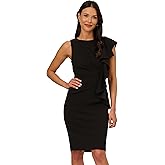 Adrianna Papell Womens Short Ruffle Crepe Dress