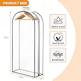 Dntorx 4 Pack Full Clear Garment Bags 50 x 24 x 10 Inch Side Zip view 2