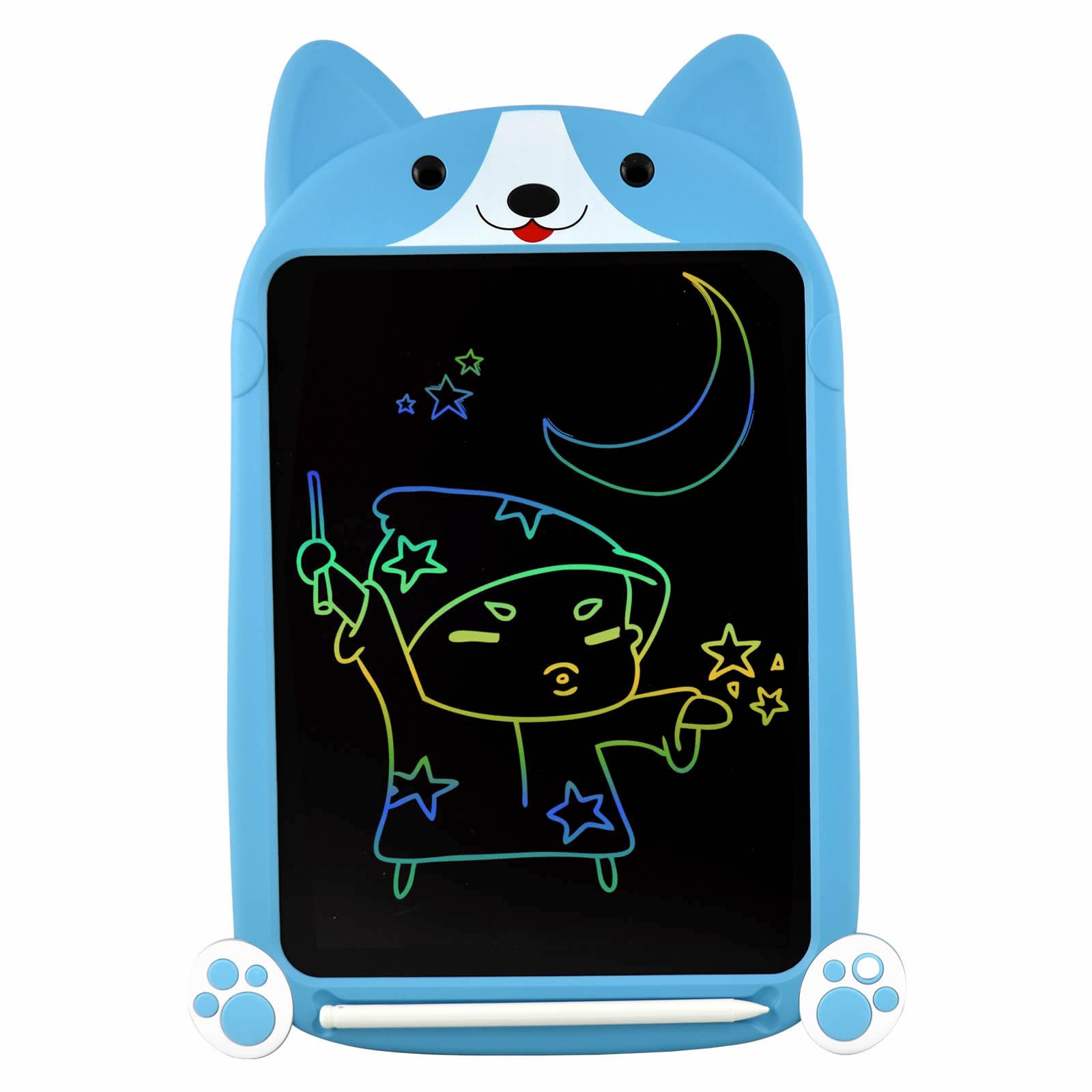 PUPPY LCD Writing Tablet, Large 10 Inch, Colorful Screen, Erasable Electronic Digital Drawing Pad Doodle Board With Stylus Pen, Gift for Kids Adults Home School Office (Blue)