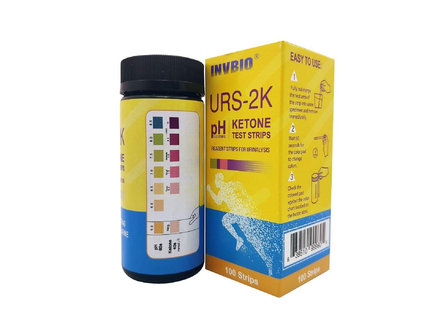 INVBIO pH+Keto 2-in-1, Urinalysis Urine Test Strips 2 Parameter, 100ct - pH and Ketone Urine Test Strips to Test and Monitor Ketosis for Low Carb Diet, Alkaline and Acid Levels in Your Body