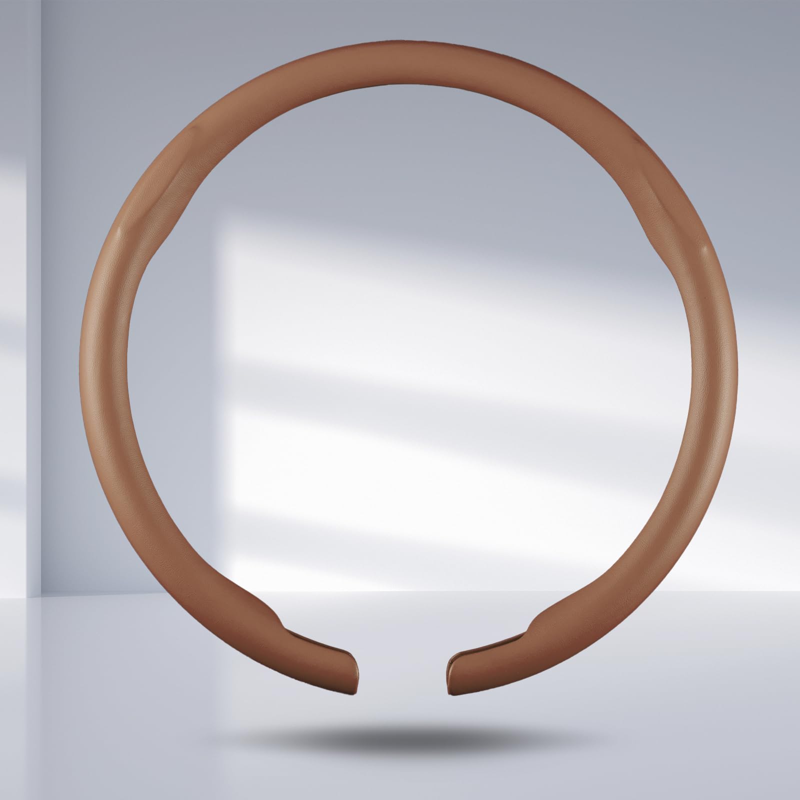 Photo 1 of Steering Wheel Cover Men Leather Car Steering Wheel Accessories Thin Snap On Steering Wheel Protector 14.5-15 inch Universal, Brown