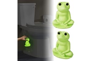 MENNTY Frog Toilet Bolt Covers Glow in the Dark Decorative – PLA Toilet Screw Caps Hide Rusty Bolts, Cute Bathroom Decor Accessories, Set of 2 (Green)