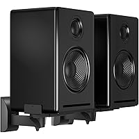 Suptek Dual Side Clamping Bookshelf Speaker Wall Mounting Bracket for Large Surrounding Sound Speakers, Hold up to 30kgs Blac