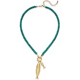 LILIE&WHITE Gold Charm Necklace For Women Pink Sun Layered Necklace Fashion Turquoise Gold Fish Necklace Jewelry Gift