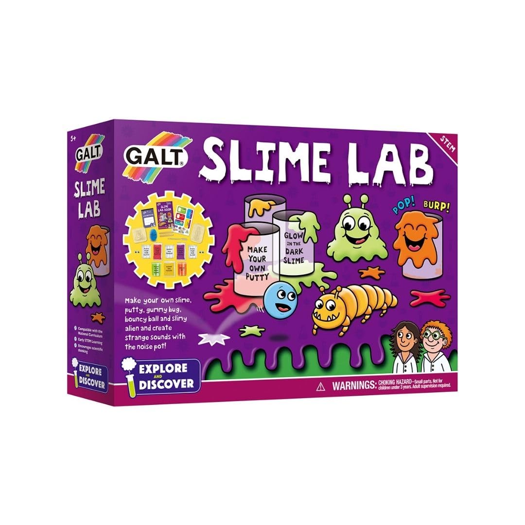 Galt Slime Lab -Explore and Discover STEM Craft and Science Set for Kids -Childrens Slime Making Kit for Boys and Girls -Includes 7 Fun Experiments, Lab Book and Step by Step Guide - Ages 5 Years Plus
