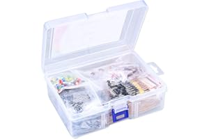 YUEONEWIN 1400Pcs Basic Electronics Component Assortment Kit, Electrolytic Capacitor, Ceramic Capacitor, LED Diode, Common Diode, Resistor, Transistor Component for Arduino, Electronic DIY Project