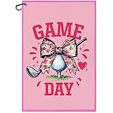 Juoqg Game Day Pink Golf Towel, Funny Golf Bag Towel with Clip, Golfing Accessories for Women, Golfing Gifts for Ladies Mom Grandma Golfer, Birthday Retirement Gifts for Sport Lover Sister Friend